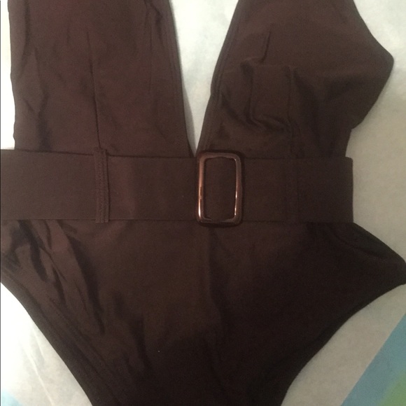 BLACK ONE-PIECE LINED SWIMSUIT WITH BELT - Picture 6 of 7